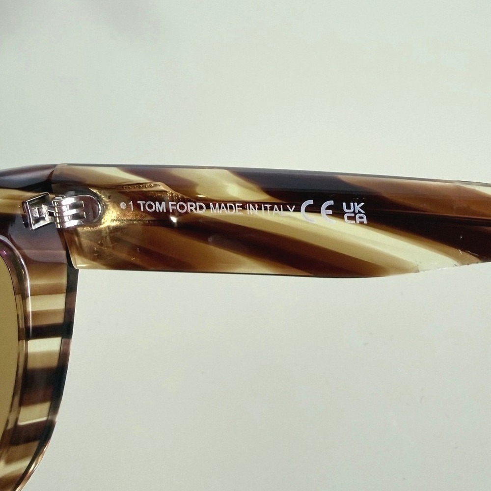 Tom Ford Sunglasses Athena Yellow Tint FT1190 Cat Eye Striped Brown Havana 53mm - Picture 11 of 12